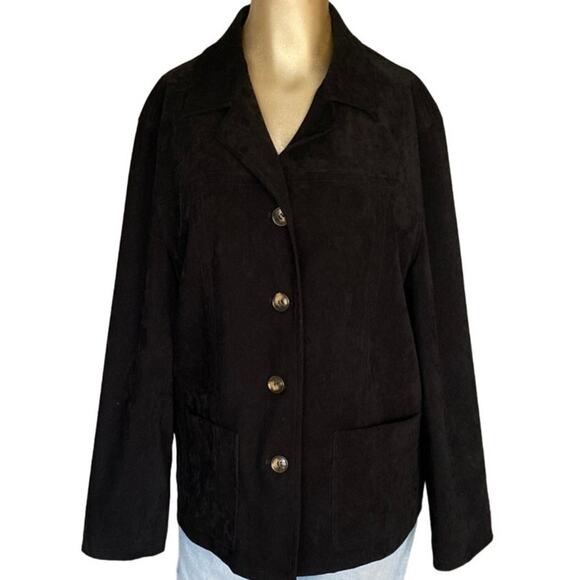 Talbots Black Button Up Light Coat Jacket Long Sleeve Women Size Medium - Picture 1 of 9